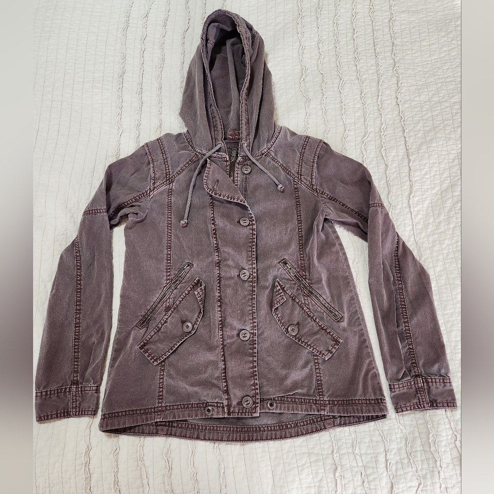 American Eagle Women's Distressed Military Utility Jacket Hooded, Size XS